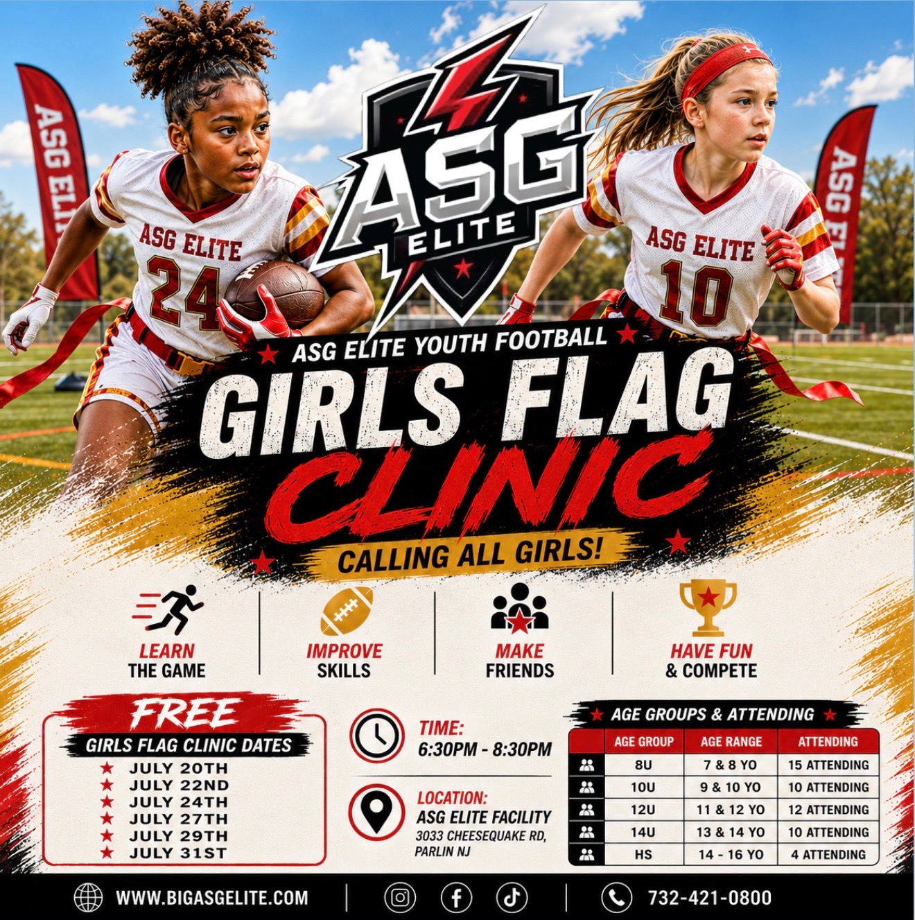 Girls Flag Free Clinic — July 20-31